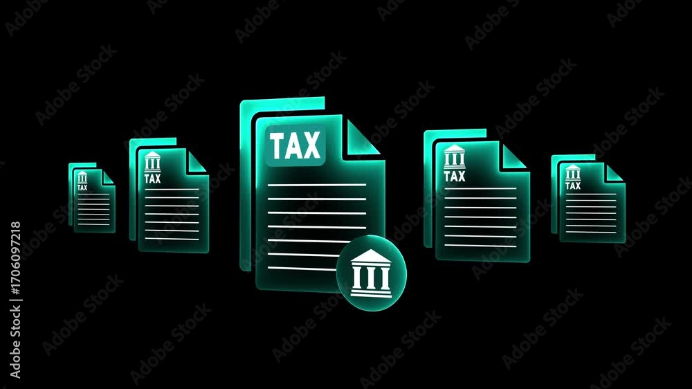 Digital property tax filing and real estate management concept on the transparent background. Showing mobile access, document checklist, and online submission. Motion graphics of property tax idea.