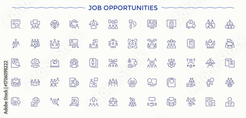 Set of Job Career line icon. Contains such icons as business, grow, profession, person, occupation and more. Modern icons collection. Grow related icon set. Vector illustration in modern line style.