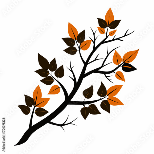 Automnal plante, bois et arbre silhouette avec feuille floral et branchages vecteur conception