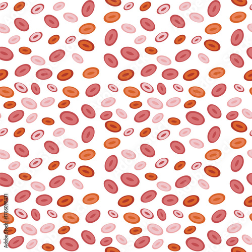 Seamless pattern with red blood cells. Medical biology vector background perfect for healthcare, anatomy, laboratory, science, education