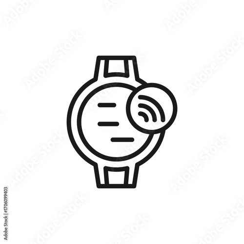Line drawing of a smartwatch with an outline indicating connection