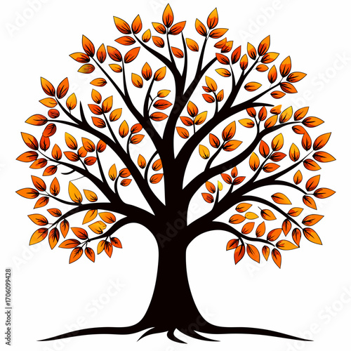 Conception d'un arbre d'automne avec des feuilles et une illustration florale pour la décoration de la nature et du jardin