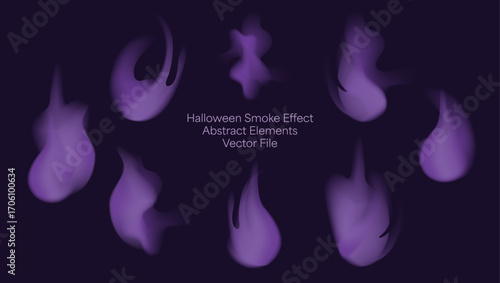 Abstract Background Purple Gradient Blob Vector Set | Magic Smoke Halloween Effect Shapes