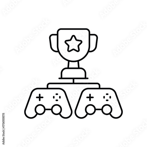 Trophy above two game controllers