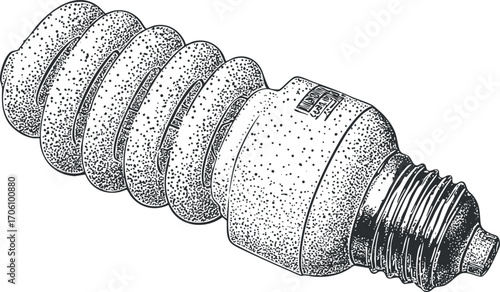 Energy saving compact fluorescent lightbulb with a spiral design and screw base for easy installation.