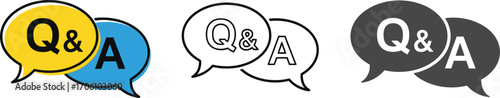 Question Answer Speech Bubbles with Text in Yellow Blue and Gray on White Background