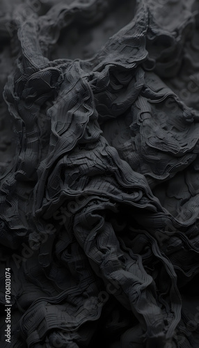 natural wrinkle texture on black fabric.