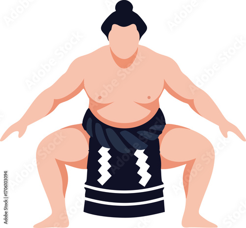 sumo wrestler cartoon vector illustration