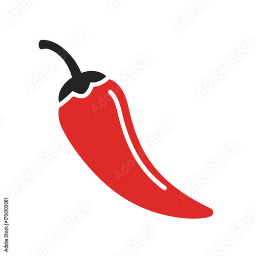 Red chili pepper icon representing spicy food and heat on a white background. EPS 10.