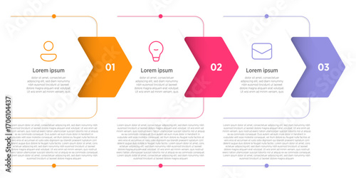 A clean infographic template with 3 rectangular elements arranged horizontally, each featuring a chevron design to represent the three-step business development process.
