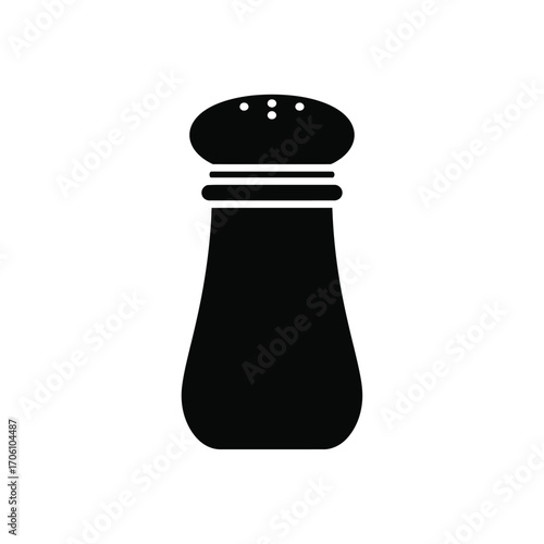 Salt shaker silhouette icon representing seasoning and kitchenware on a white background. EPS 10.