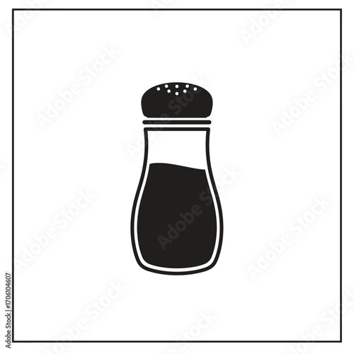 Salt shaker silhouette icon representing seasoning and kitchenware on a white background. EPS 10.