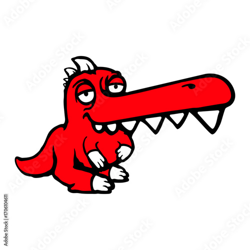 Weird Dino Funny Little Dinosaur long Mouth Cartoon