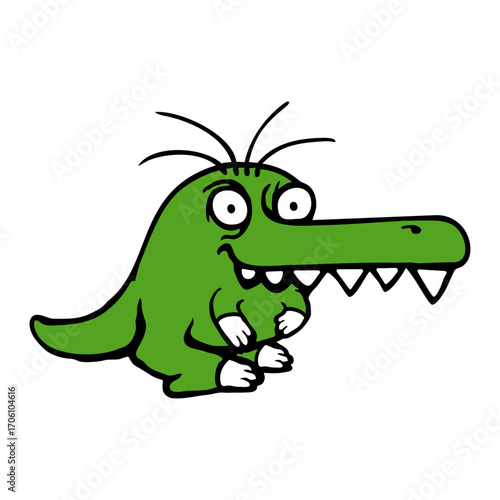 Weird Dino Funny Little Dinosaur long Mouth Cartoon