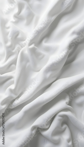 Crisp white fabric with subtle wrinkle patterns.
