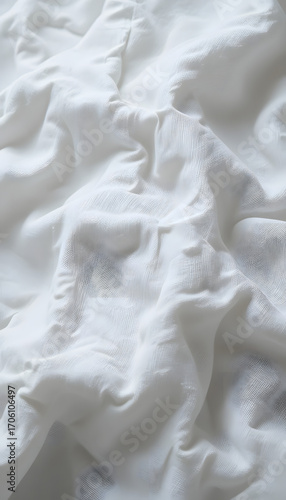 wrinkled white cotton fabric.