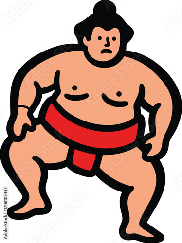 sumo wrestler cartoon vector illustration