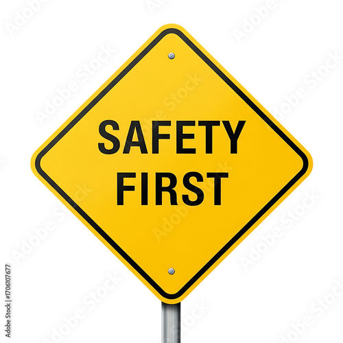 Png yellow diamond safety first sign isolated on transparent background