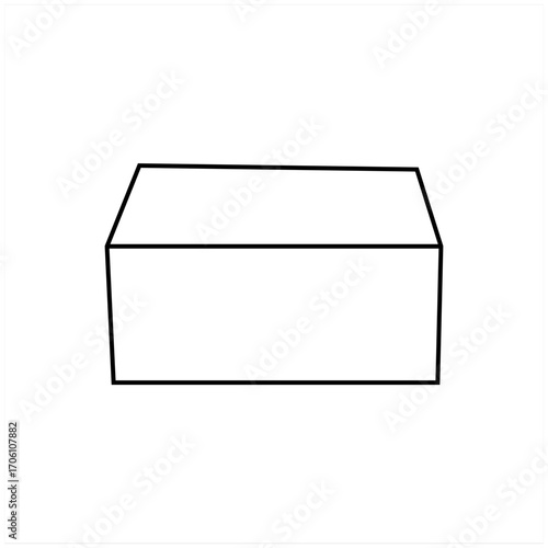 This is a clean, graphic illustration of a simple square box, presented in a black outline against a plain white background.