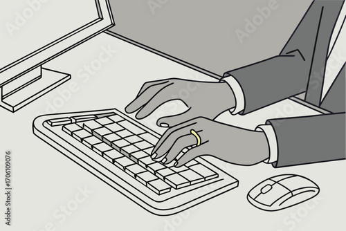 business people working, with office supplies around	