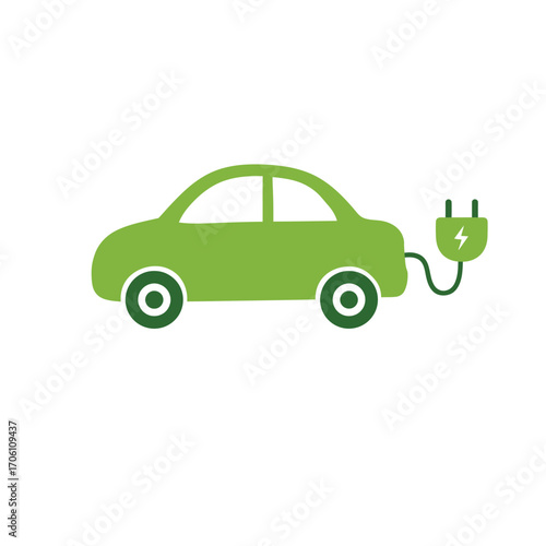 Electric car charging with power plug and lightning symbol on a white background. EPS 10.