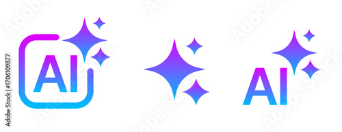 AI Generative Star Icon Set with Digital Abstract Shapes Minimal Vector Design for Modern Creative UI Elements