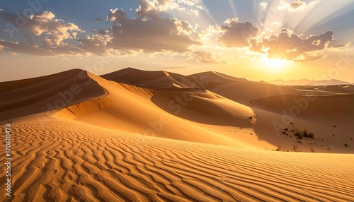 Wallpaper Mural Golden Sands Sunset: A Desert Landscape at Dusk Torontodigital.ca