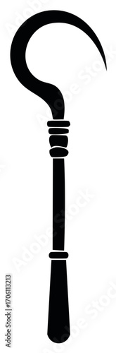 Simple Vector Illustration of a Sickle with a Handle in Black Color