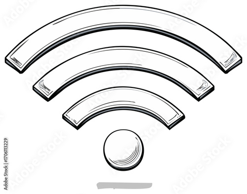 Hand-Drawn Wifi Signal Icon Symbolizing Wireless Network Connection and Data Transmission