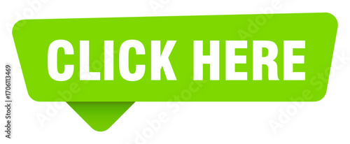 click here green sign isolated on transpatent background. click here sticker
