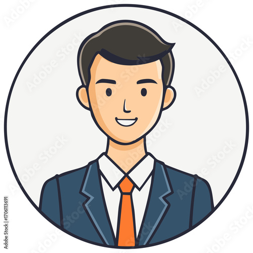 Smiling Male Avatar Icon Representing Professional Business Person