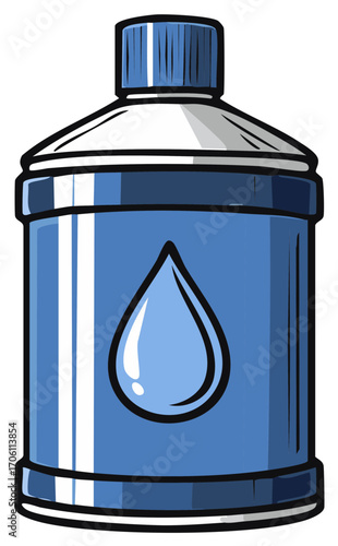 Blue Container with Water Droplet Graphic Illustration