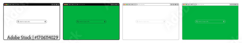 Browser Window Website Mockup with PC Laptop Tablet Mobile Frames Light Dark Mode UI Search Bar Vector Web Layout Green Screen Design