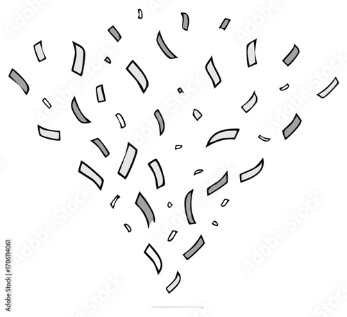 Confetti Rain Falling Celebration Party Streamers Cartoon Vector Illustration