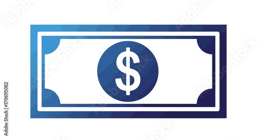 Blue dollar bill representing financial transaction on white surface symbolizing money, currency, and economic activity, conveying a sense of value and exchange.