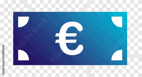 Euro currency symbol glows with vibrant blue light on a transparent surface, representing modern finance and digital transactions.