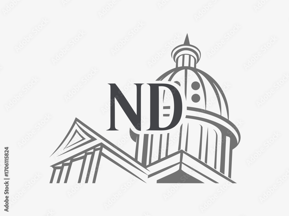 Fototapeta premium Monogram Logo of North Dakota State Capitol Building
