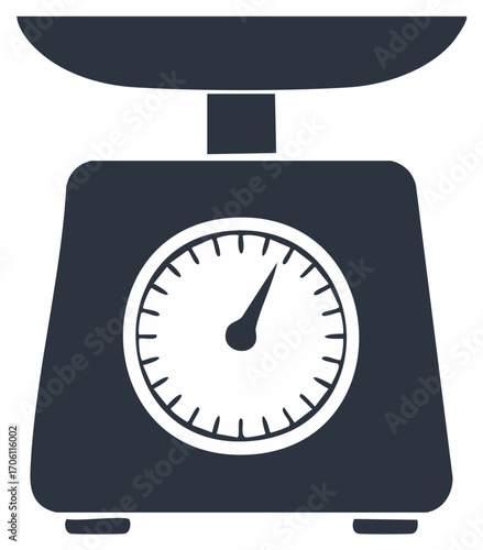 Analog kitchen scale illustration for measurement of ingredient weight at home