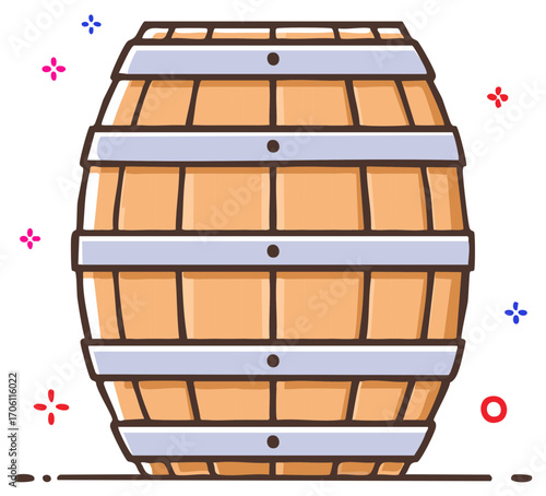 Wooden barrel illustration isolated. Vintage container concept.