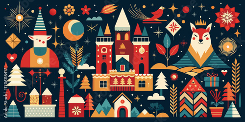 Vector illustration of a retro disco background with abstract shapes