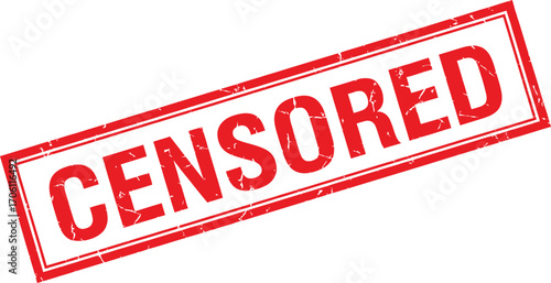 Red Censored Word in Rectangular on White Background with Grunge Texture