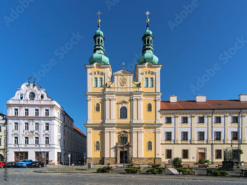 Hradec Kralove, Czech Republic. Church of the Assumption of the Blessed Virgin Mary. The church was built in 1654-1666 by design of the Jesuit monk and architect Carlo Lurago.