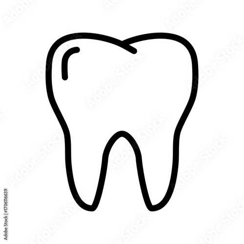 Simple flat line icon of a tooth, symbol for dental care, oral health, dentist, and dental clinic