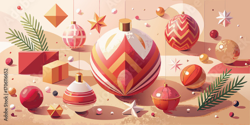Colorful holiday Easter eggs decorated with ribbons and flower patterns on a wooden background for a festive spring celebration