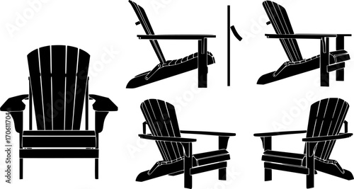 Adirondack chair silhouette, Adirondack chair SVG, Chairs silhouette set