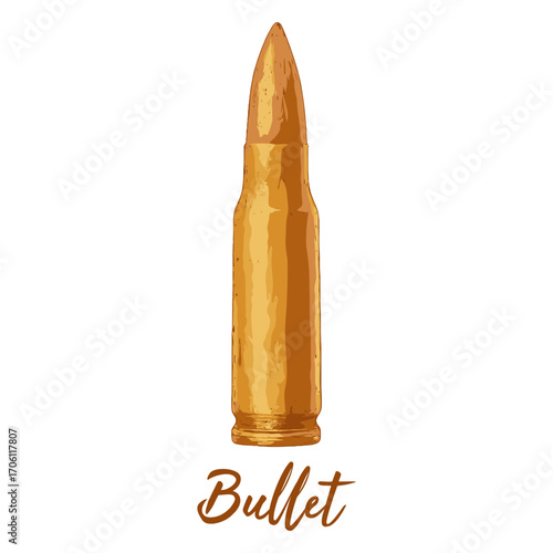 ammo bullet in watercolor illustration style, isolated vector on white background