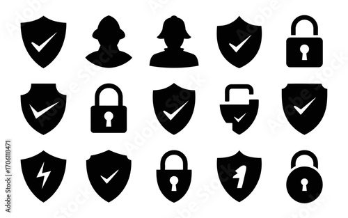 Vector art of collection of security and protection icons