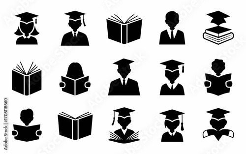 Vector art of graduation and education icons for design use