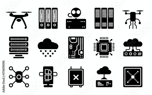 Vector art of collection of cloud computing and networking icons