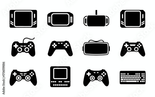 Vector art of gaming and entertainment icon set for web design